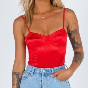 Princess Polly Red Satin Bodysuit